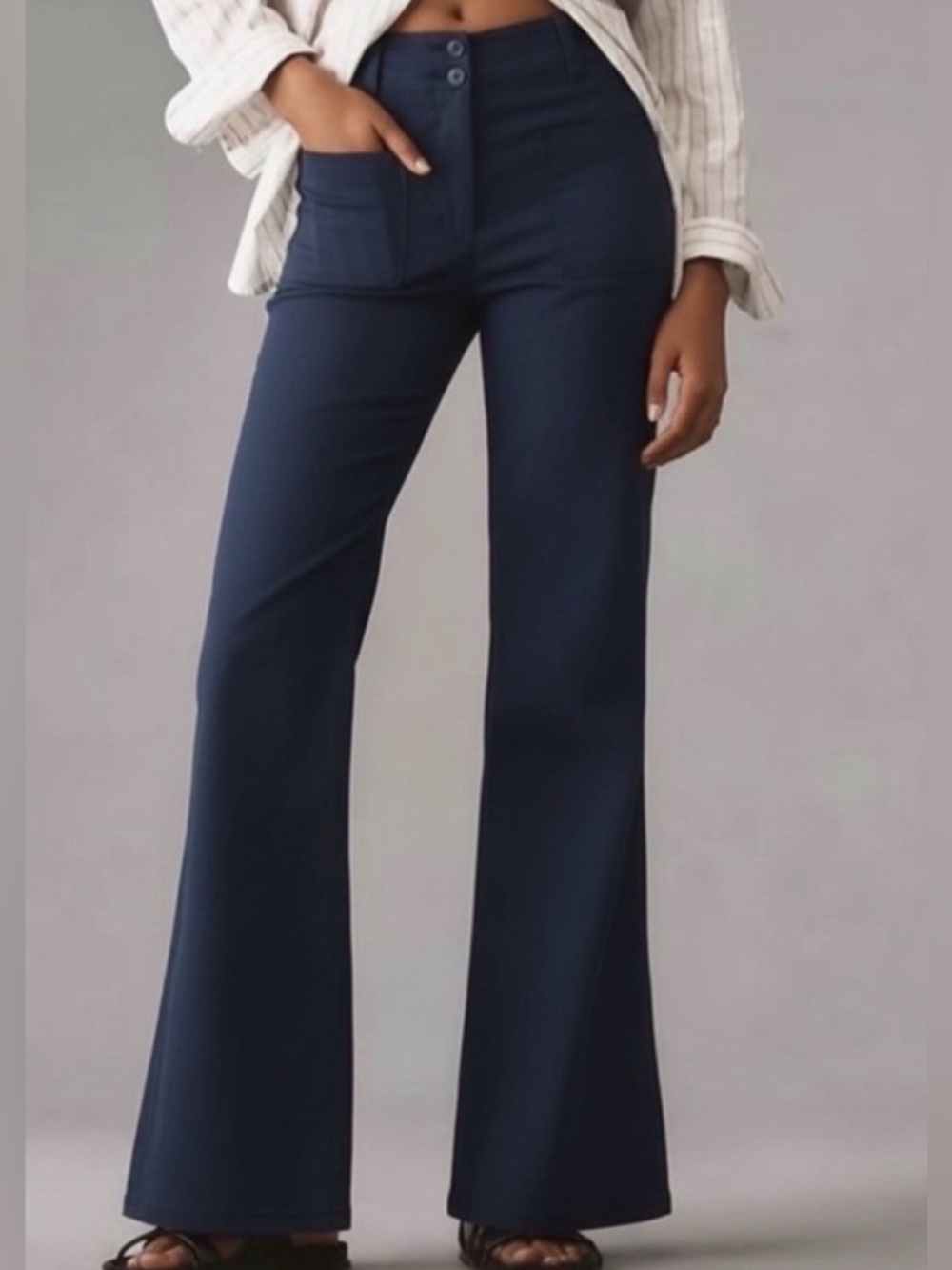 Anthropologie Maeve The Junie Jean Navy Blue Wide Leg Pants Size 26